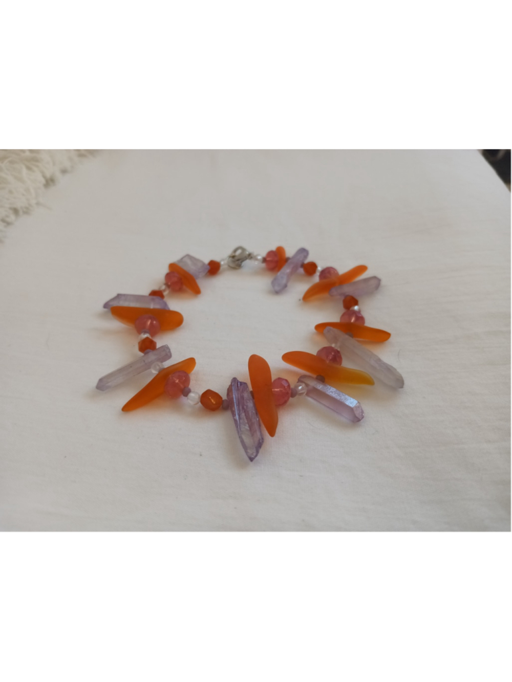 Fire Amethyst Crystal beaded anklet raw stone colorful gemstones hand crafted - Picture 2 of 6